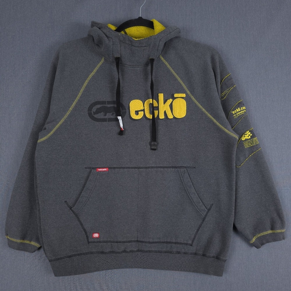 Vintage Ecko Unltd Hoodie Mens Large Gray Long Sleeve Pullover Sweatshirt‎ Y2K